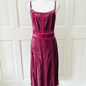 Alberta Ferretti magenta red velvet and tulle dress 6